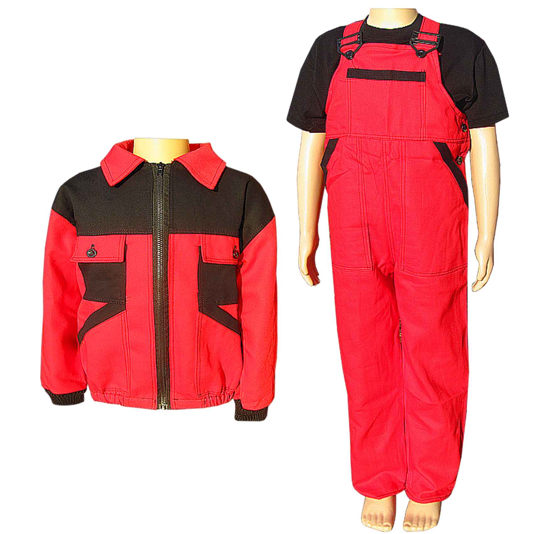 Monterková súprava detská NIKA červenočierna 110 – 140, výroba pracovných odevov Tifantex