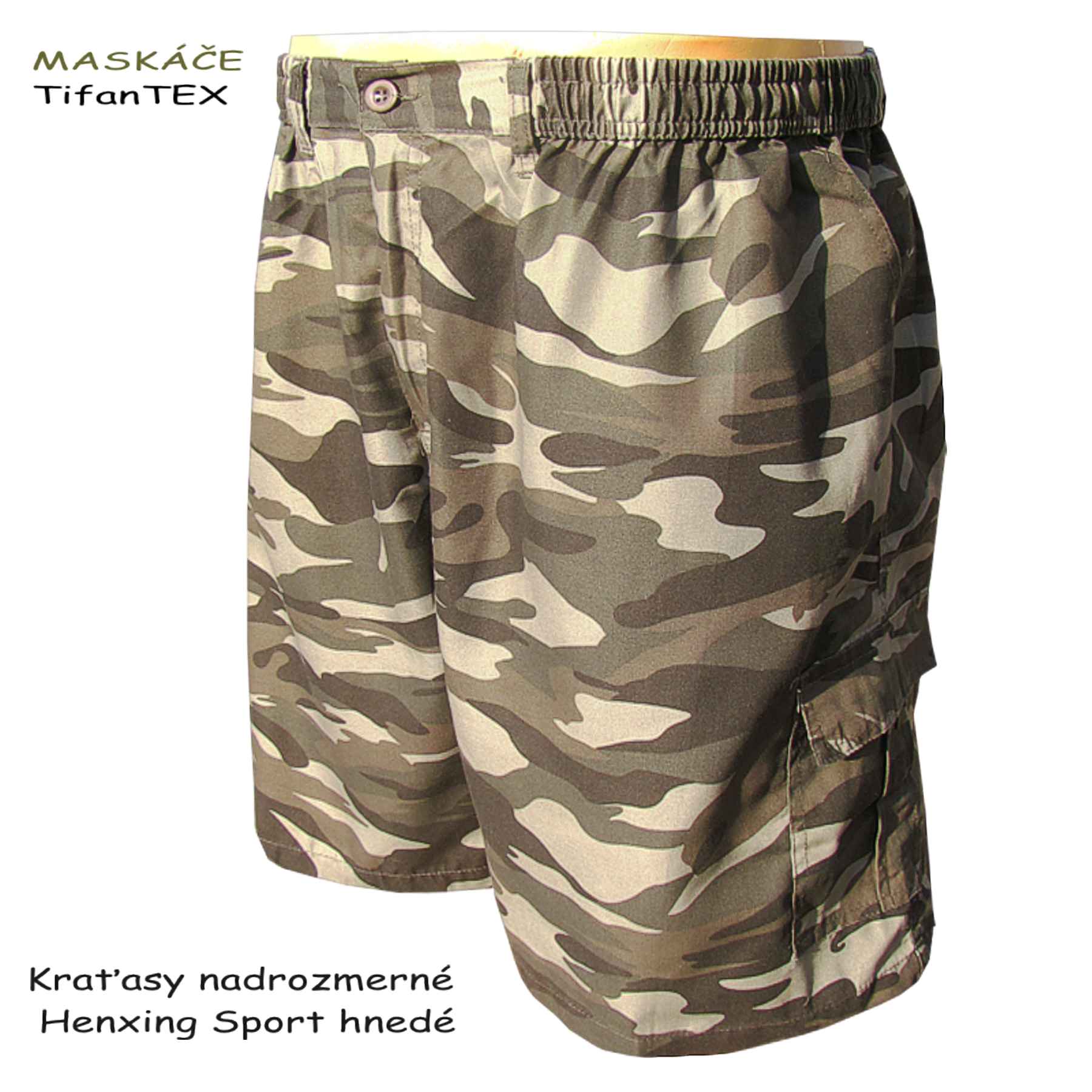 Maskáčové kraťasy nadrozmerné Henxing Sport hnedé, Tifantex odevy Maskáčové kraťasy nadrozmerné Henxing Sport hnedé, Tifantex odevy