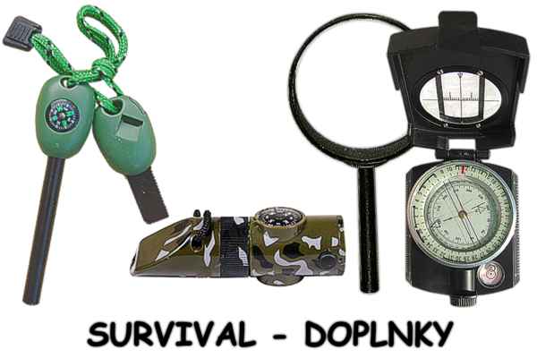 Kompas, buzola, kresadlo, lupa, píšťaľka - eshop Survival, prežitie v prirode