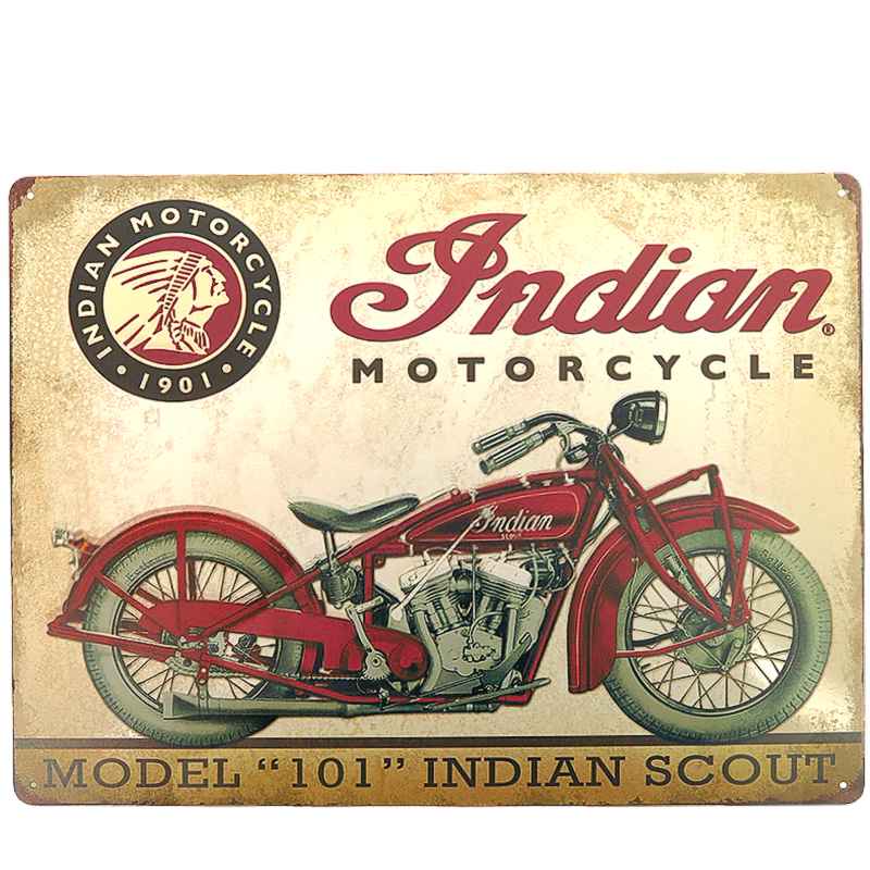 Retro Tabuľa Motorka Indian 101 40x30cm