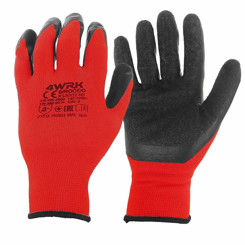 Pogumované pracovné rukavice červené Latex