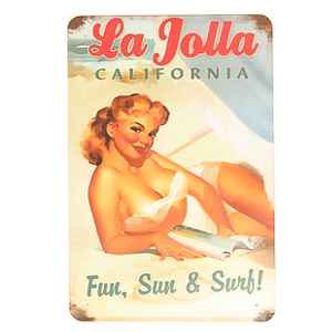 plechová retro ceduľa La Jolla California