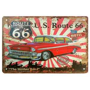 Retro drevená tabuľa U.S. Route 66 Motel Vacancy