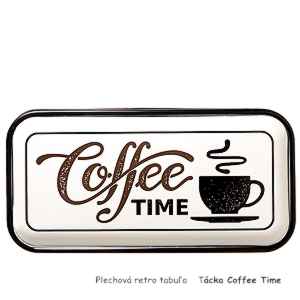 Plechová retro tabuľa tácka Coffee Time