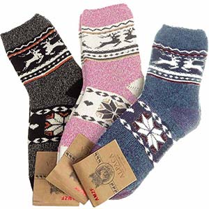 Dámske ponožky z ovčej vlny Alpaca 3ks Nórsky vzor Soby PB443