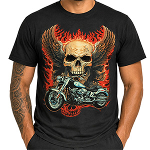 Pánske tričko Motorcycle Winged Skull