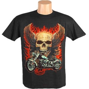 Pánske tričko Motorcycle Winged Skull